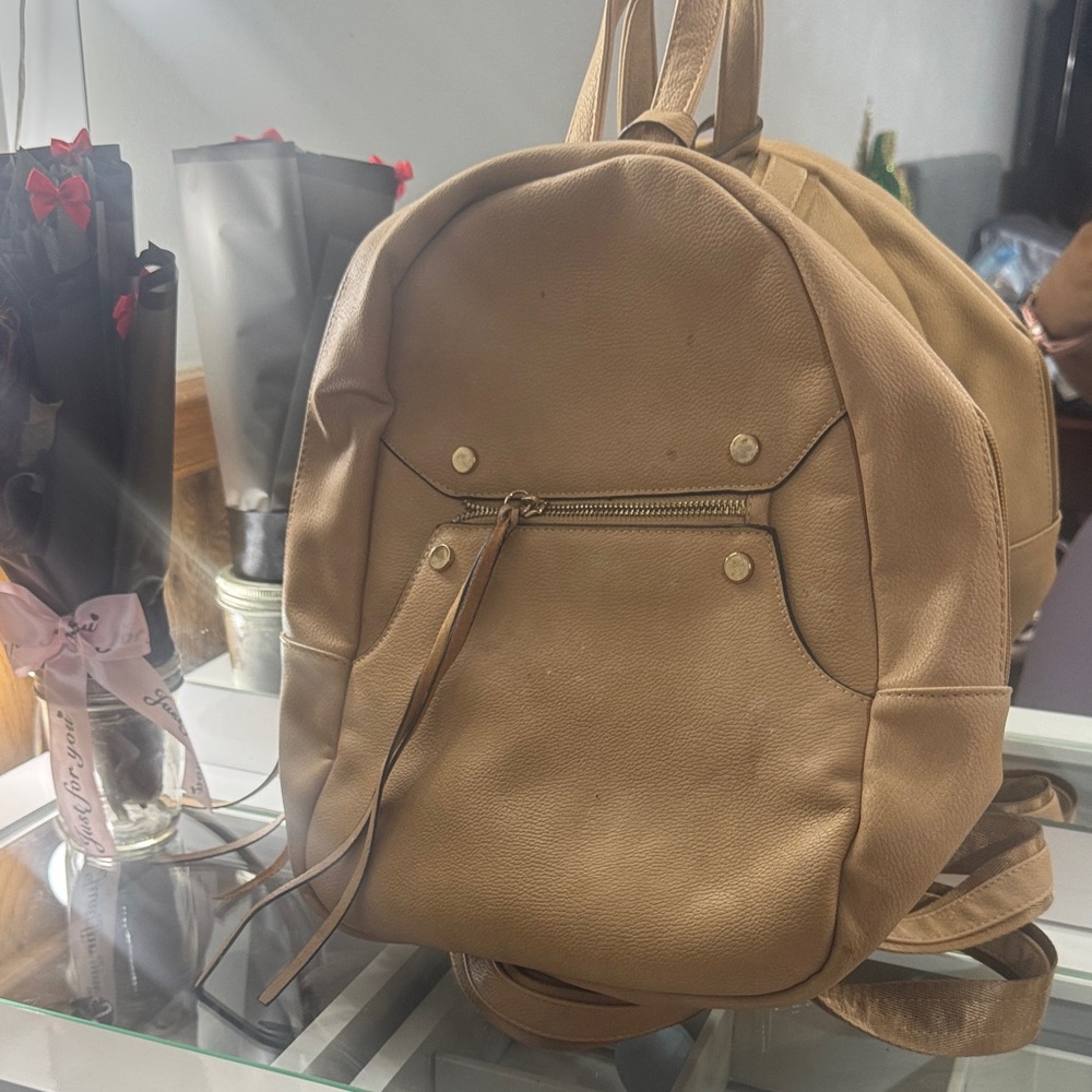 Tan Leather Travel Backpack